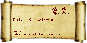 Maicz Krisztofer névjegykártya